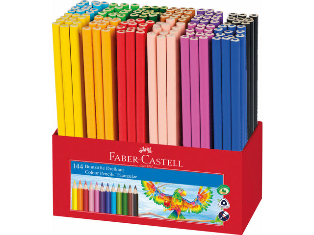 Farbpotlood Faber-Castell dreiteilig, 144 Stück
