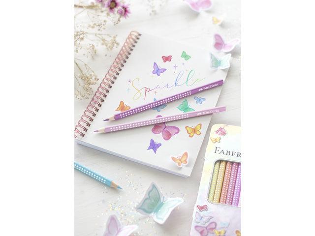 Kleurpotloden Faber-Castell Sparkle pastel 12 stuks in blik etui
