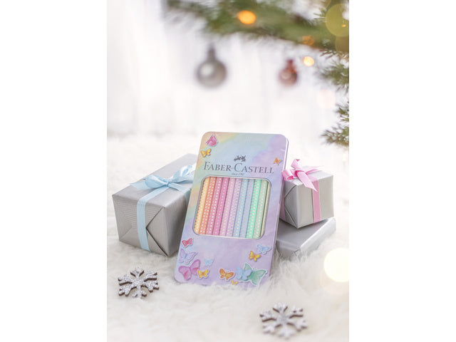 Kleurpotloden Faber-Castell Sparkle pastel 12 stuks in blik etui