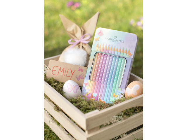 Kleurpotloden Faber-Castell Sparkle pastel 12 stuks in blik etui
