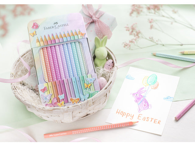 Kleurpotloden Faber-Castell Sparkle pastel 12 stuks in blik etui
