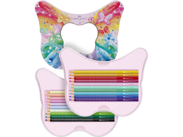 Farbpalette Faber-Castell Sparkle 12 Standardfarben + 8 Pastellfarben in transparenten Farben, einschließlich Aufklebern