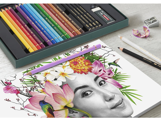 Tekenset Faber-Castell Polychromos en Pitt Grafiet Mat 23-delig