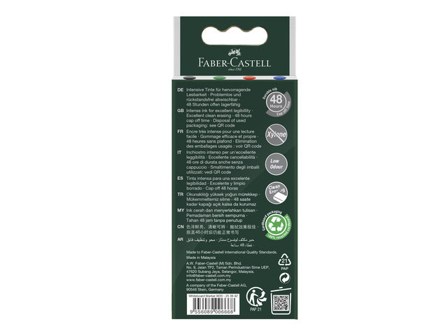 Whiteboardmarkers Faber-Castell set 4 stuks zwart,groen,rood,blauw