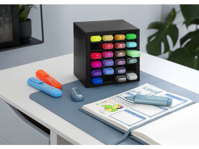Tekstmarkers Faber-Castell Deskset 24 kleuren, 7 neon, 9 pastel en 8 metallic kleuren