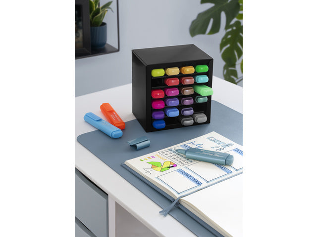 Tekstmarkers Faber-Castell Deskset 24 kleuren, 7 neon, 9 pastel en 8 metallic kleuren