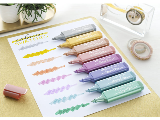 Tekstmarkers Faber-Castell Deskset 16 kleuren, 4 neon, 4 pastel en 8 metallic kleuren