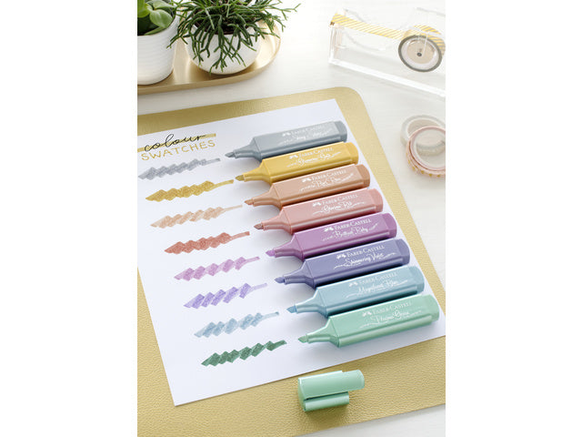 Tekstmarkers Faber-Castell Deskset 16 kleuren, 4 neon, 4 pastel en 8 metallic kleuren