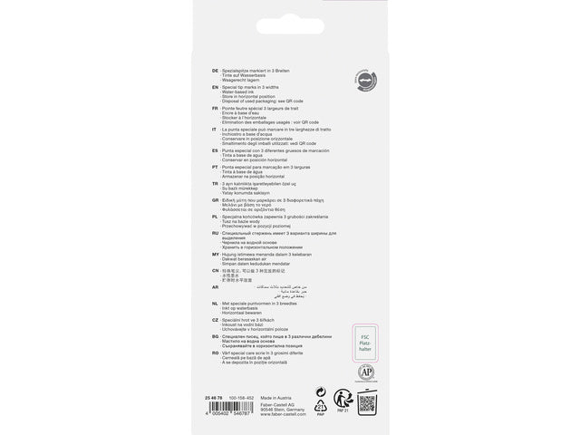 Tekstmarker Faber-Castell 46 metallic 8stuks goud, zilver, roze, ruby, blauw, groen, rood, paars in karton etui