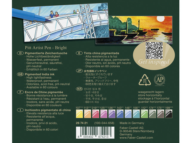 Tekenstift Faber-Castell Pitt Artist Pen Penseelset 12 stuks Basic