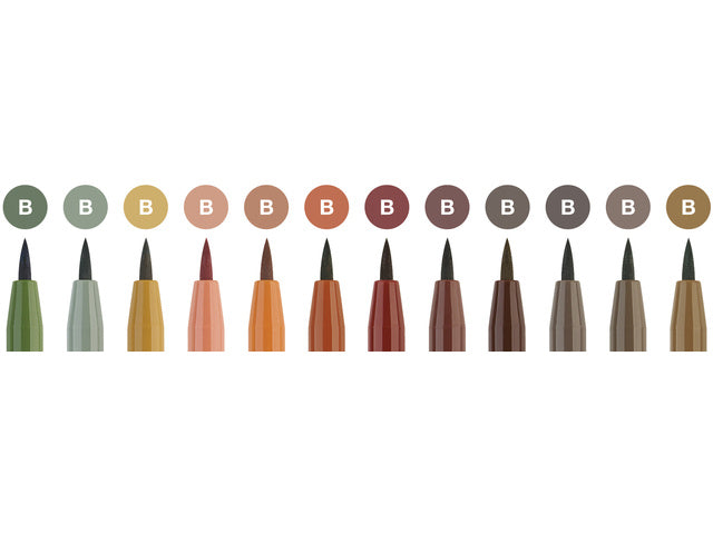 Zeichenstift Faber-Castell Pitt Artist Pen Brush Set 12 Stück Erdtöne