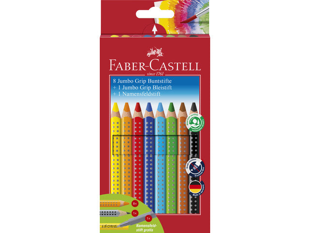 Farbenfrohes Faber-Castell Jumbo GRIP Aktionsset 8 + 1 + 1