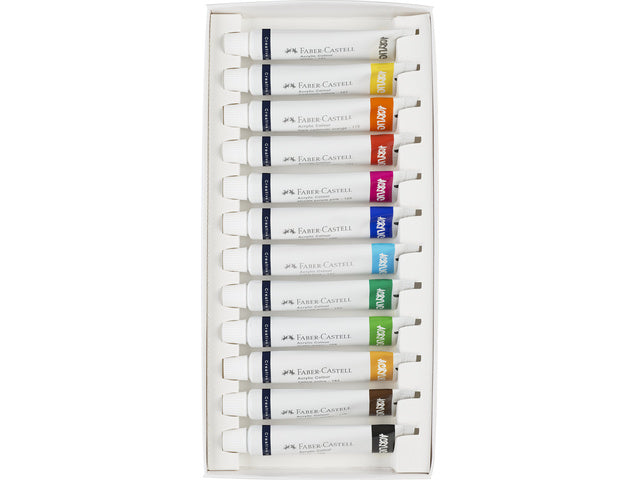 Acrylverf Faber-Castell 12 stuks assorti kleuren