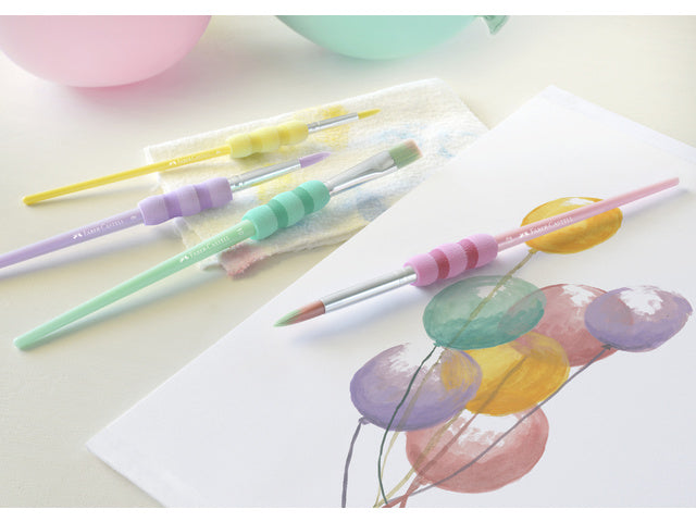 Penselenset Faber-Castell soft touch, 4 stuks pastel kleuren