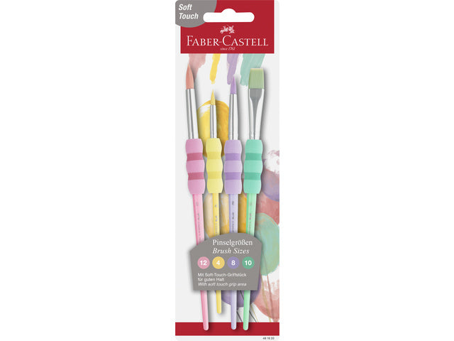 Penselenset Faber-Castell soft touch, 4 stuks pastel kleuren