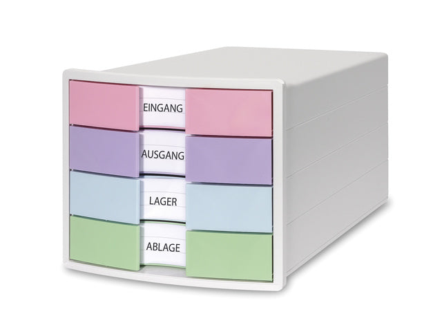 Ladekast HAN Impuls met 4 gesloten laden wit/pastel