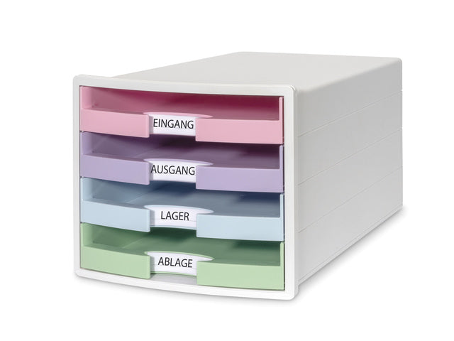 Ladekast HAN Impuls met 4 open beladen wit/pastel