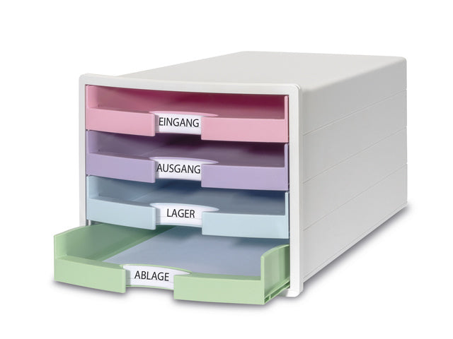 Ladekast HAN Impuls met 4 open beladen wit/pastel