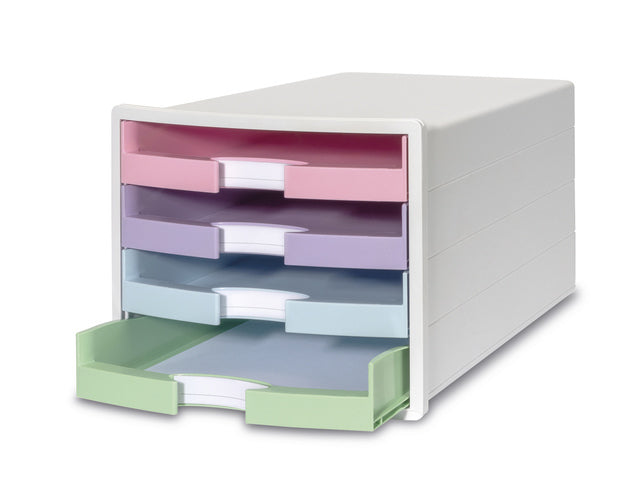 Ladekast HAN Impuls met 4 open beladen wit/pastel