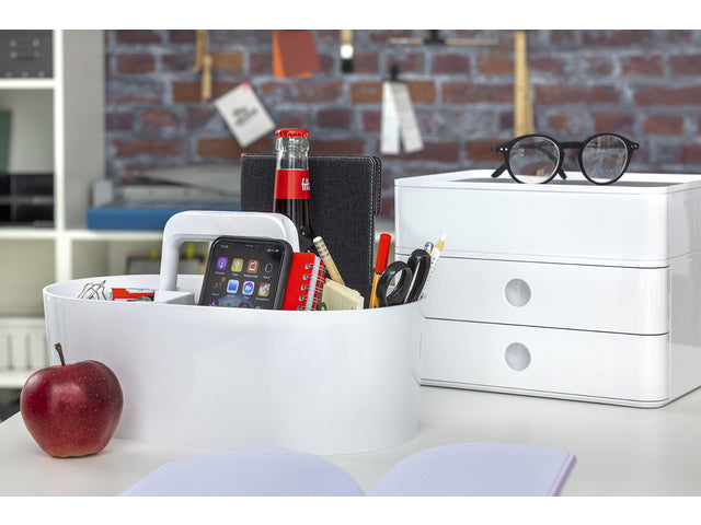 Toolbox Loft Han mobiele organiser sneeuw wit 4 vakken met uitneembaar plateau sneeuw wit