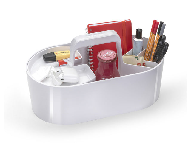 Toolbox Loft Han mobiele organiser sneeuw wit 4 vakken met uitneembaar plateau sneeuw wit