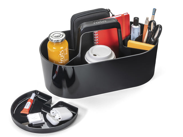 Toolbox Loft Han mobiele organiser zwart 4 vakken met uitneembaar plateau zwart
