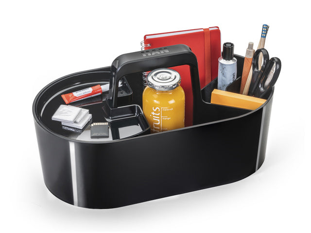 Toolbox Loft Han mobiele organiser zwart 4 vakken met uitneembaar plateau zwart