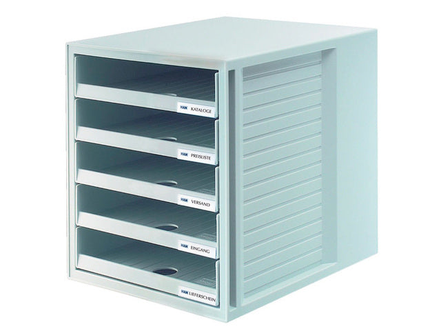 Ladekast HAN met 5 open laden voor kast grijs in folie