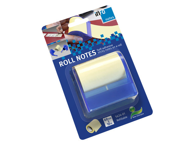 Info Notes dispenser + rol voor rollen 60mmx10m