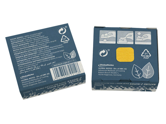 Info Notes 75x75mm Z-Notes 100 Vel Gelb recycelt mit Blauem Engel-Zertifikat