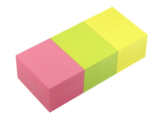 Powernotes info notes 50x40mm ass. felle kleuren pak 12 blok.