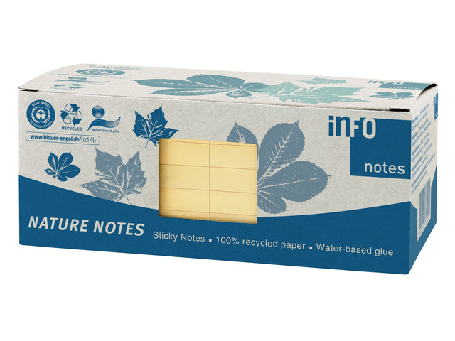 Info Notizen 75x75mm gelb recycelte Kartons pro 12 Blöcke