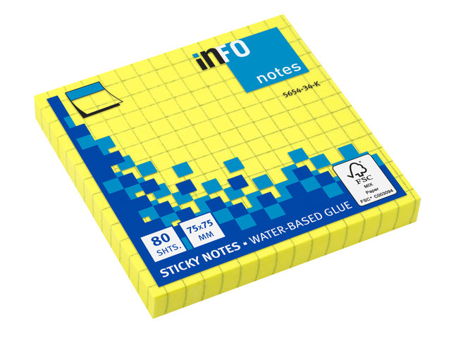 Info Opmerkingen 75x75mm fel geel blok a 80 vel ruit