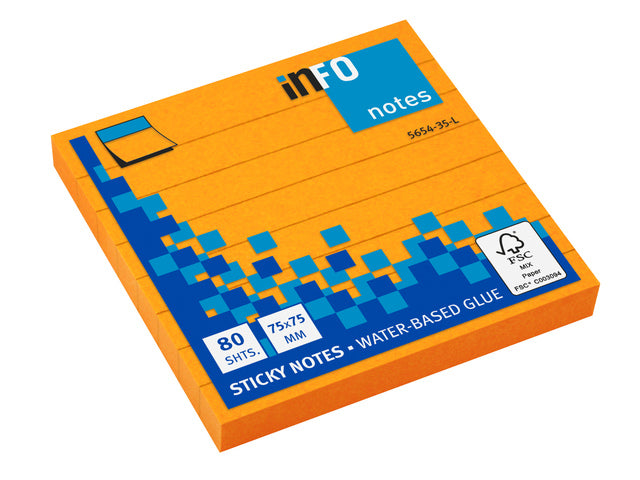 Info Opmerkingen 75x75mm fel geel blok a 80 vel gelinieerd