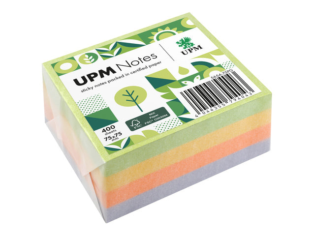 UPM notes 75x75 assorti spring mix blok 400 vel