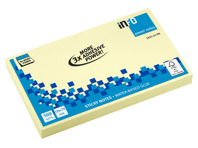 Powernotes info notes 125x75mm geel blok a 100 vel.