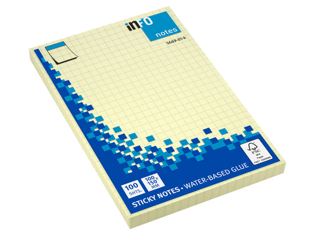 Info Opmerkingen 100x150mm geel geruit blok a 100 vel
