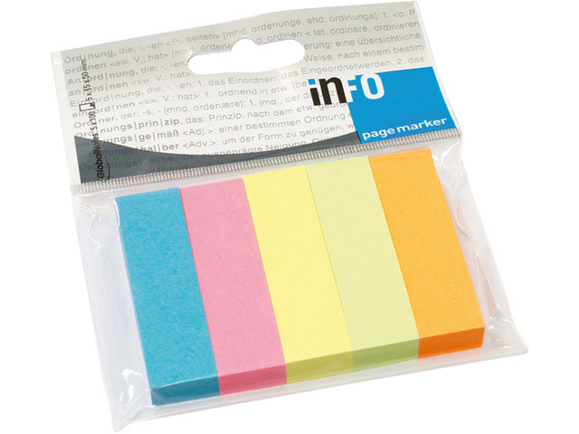 Infopagina Markerpapier 15x50mm, 5 kleuren