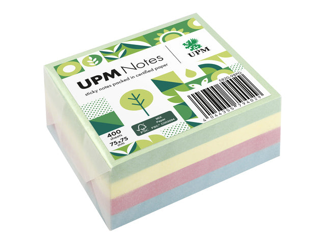 UPM notes 75x75 assorti pastel kleuren blok 400 vel