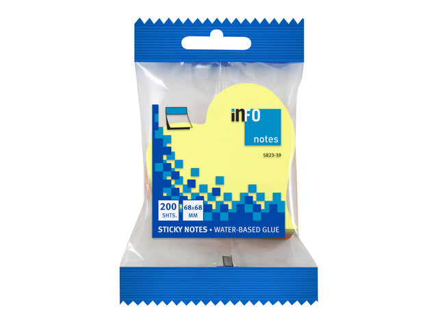 Info shaped sticky notes 68x68 'hart' assorti 200 vel