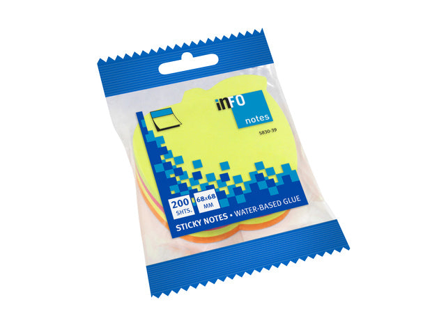 Info shaped sticky notes 70x70 appel assorti 200 vel