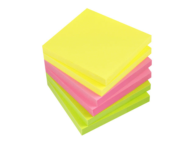 Info Opmerkingen 75x75mm assorti felle kleuren pak a 6 blok