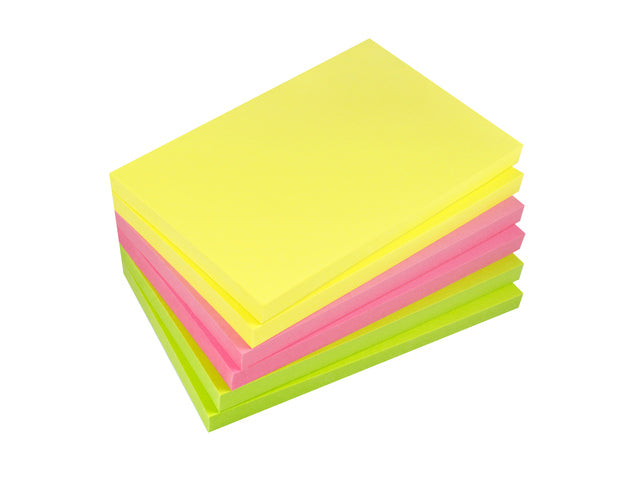 Info Opmerkingen 125x75mm assorti felle kleuren pak a 6 blok