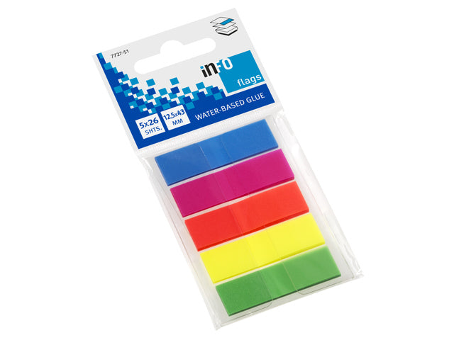 Info vlaggetjes 12,5x43mm assorti blister à 5 kleuren