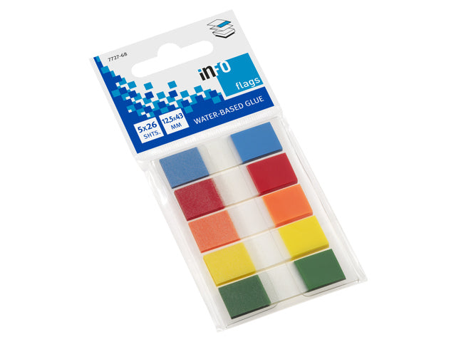 Info vlaggetjes 12,5x43mm assorti blister à 5 kleuren