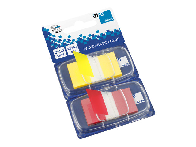 Infovlaggen 2x 25x43mm assorti geel, rood blister à 2x50 stuks
