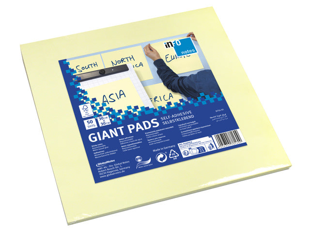 Info Notities 300x300mm Giant Pad geel blok a 50 vel
