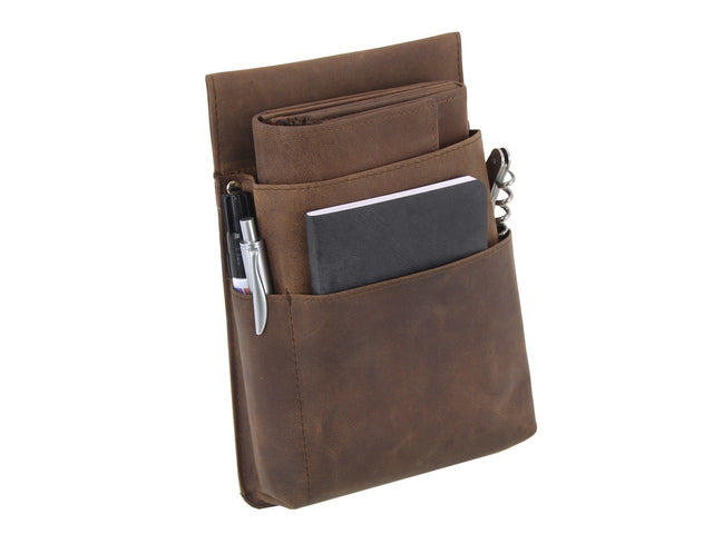 Heuptas Alassio v portefeuille nappa leer bruin vak voor balpen + notitieboekje
