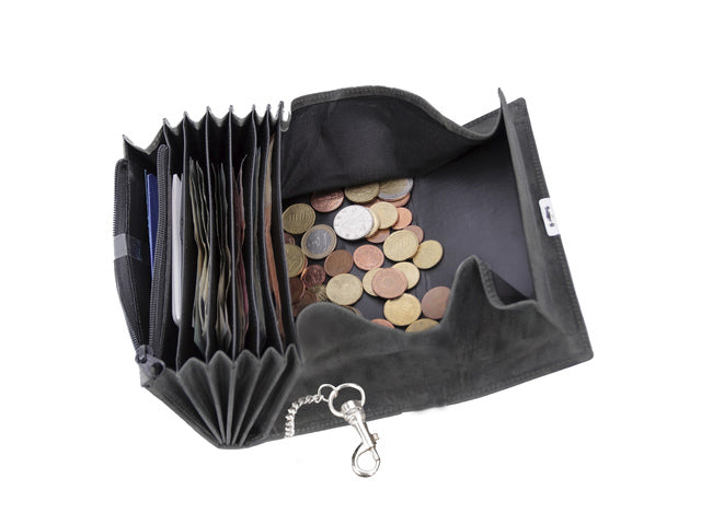 Kelnerportefeuille Alassio hunter leer grijs 18,5x9,5 cm