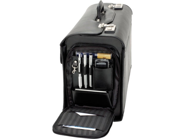 Pilotenkoffer Alassio VERONA. Zwart leer.